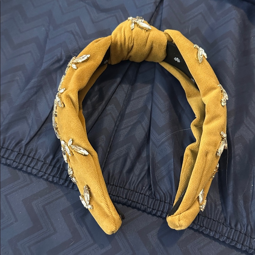 Lele Sadoughi Embellished Mustard Yellow Headband